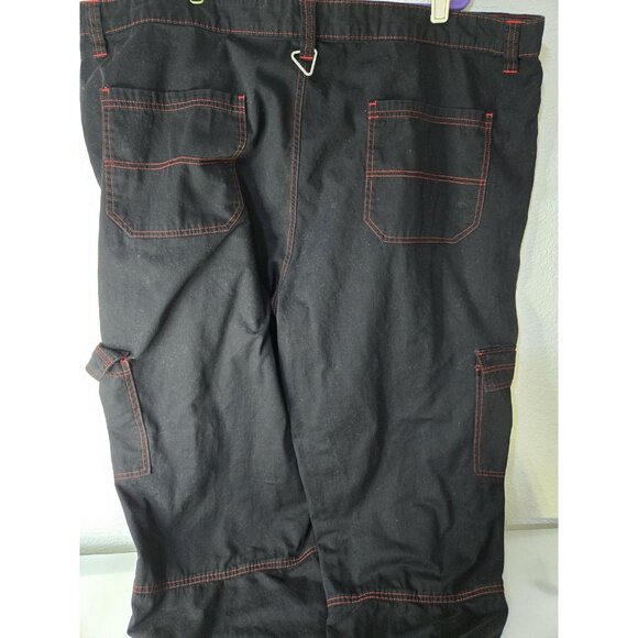HT Denim Hi-Rise Carpenter Pants Womens 26 Black Red Stitch Wide Leg Utility - Picture 5 of 13